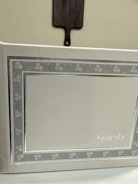 Vintage Guests Guest Book with Blue-Gray Floral Border